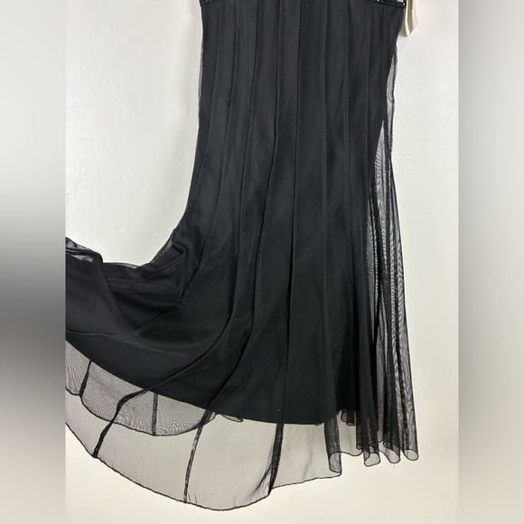 Vintage Y2K Gothic Fairy Dress Size 2 Crochet Empire Waist Beaded Fit Flare Mesh - Picture 3 of 11